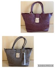 【新品・訳あり・在庫処分特価】ハンドバッグ　2点セット　ブラウン＆ワインンレッド