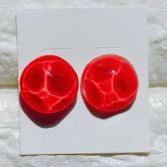 No.326　レジン　コーラルピンク　ラウンド型　ピアス　イヤリング