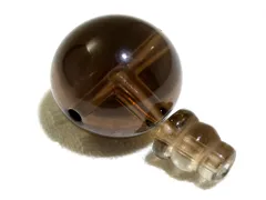 スモーキークォーツ 16mm Tホール ボサ玉 セット 数珠パーツ 念珠パーツ 親玉 親珠 ボサセット ハンドメイド