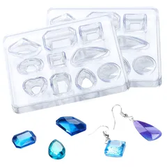 YFFSFDC UVレジン型 ソフトシリコンモールド2本入り人気 ハンドメイド 鏡面宝石型 ジュエリー 小さい ネックレス イヤリング ピアス作成 レジン 石膏 手作り 樹脂 粘土 道具再利用可能