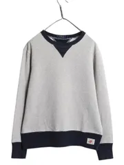 【お得なクーポン配布中!】 ポロ ラルフローレン 両V スウェット メンズ M / 古着 トレーナー クルーネック ヴィンテージ モデル 無地 針抜き 裏起毛 ツートン 杢灰 紺