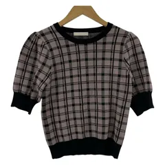 PROPORTION BODY DRESSING プロポーションボディ ドレッシング チェック パフスリーブ ニット 半袖カットソー sizeFR/グレー×ブラック