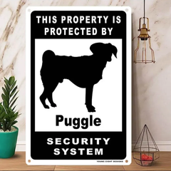 雑貨【Puggle/パグル】  Dog ドッグ  犬    メタルポスタ―　Security  セキュリティー 警告  ヤードサイン メタルプレート  ブリキ看板  -174
