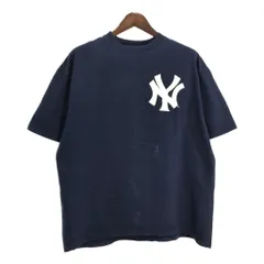 00年代 Majestic MLB ニューヨーク・ヤンキース Ｔシャツ プロチーム メジャーリーグ ネイビー(メンズ LARGE)中古 古着 U0926