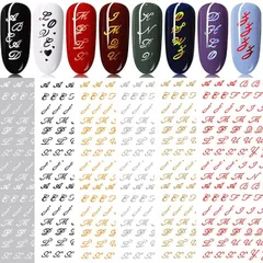 【新着商品】綺麗です ネイルステッカー アルファベット アルファベット (6色) DIY 英語 英字 3D (2042) ネイルシール 6枚 LANODO