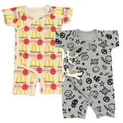 キッズ アイテム BAJA ロンパース 2点セット【グレー+ベージュ】 KIDS6 グレー+ベージュ