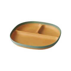 新品 割れにくい 皿 ランチプレート 仕切り皿 約24cm 食洗機 電子レンジ対応 MUSUBI ナチュラル グリーン 日本製
