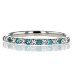 Pt900 プラチナ リング パライバトルマリン 0.08ct ダイヤモンド 0.12ct 一文字 ハーフエタニティ 指輪 12号【新品仕上済】【zz】【中古】