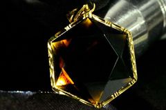 【１点物】シルバー925◇希少 黒隕石テクタイト　23x21mm　六芒星 ペンダントトップ _PC2433