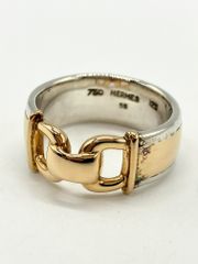 【ITMQSW2OCMZW】HERMES エルメス ヴィンテージ Au750 Ag925 コンビ ベルトモチーフ  リング 9g #14.5