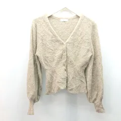 ◇ FREE'S MART Vネック ケーブル 起毛 ストレッチ ボタン 秋冬物 長袖 カーディガン サイズF ブラウン レディース E  【1310050033385】