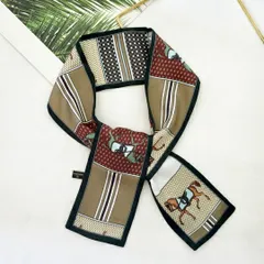 馬モチーフ ボウスカーフ 乗馬 ホース 干支 午年 レトロ チェック ストライプ 細長 3WAY 首元 バッグチャーム ヘアアレンジ レディース アクセサリー お出かけ デート 女子会 プレゼント ギフト 送料無料 即購入OK 最短当日〜翌日発送