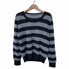 #snc マドモアゼルノンノン MademoiselleNONNON ニット セーター M 紺 グレー ボーダー 丸襟 麻 レディース [957631]のサムネイル