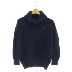 ポロ バイ ラルフローレン Polo by Ralph Lauren ショールカラー コットンニット セーター 長袖 ロゴ刺繍 150 紺 ネイビー /MY ■OS