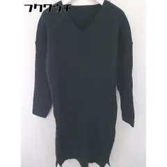 ■ SENSE OF PLACE by URBAN RESEARCH Vネック リブ ニット 長袖 膝下丈 ワンピース サイズfree ブラック レディース  【中古】 【1201110001256】