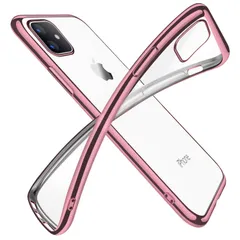 11 ケース クリア 透明 tpu シリコン iPhone メッキ加工 スリム 薄型 6.1インチ スマホケース 耐衝撃 ストラップホール 黄変防止 一体型 人気 携帯カバー ピンク