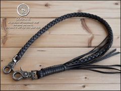 ゴダン ハンドメイド 9本編み サドルレザー ウォレットロープ rp01/Black