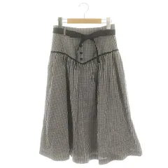 エムズグレイシー M'S GRACY 22年製 ギンガムチェックフレアスカート ロング レース 38 黒 ブラック 白 ホワイト /DO ■OS