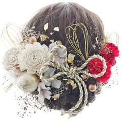 和装小物 成人式 卒業式 結婚式 着物 袴 振袖 浴衣 髪飾り (ホワイト/レッド)