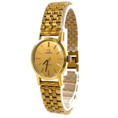 OMEGA オメガ Geneve ジュネーブ 手巻き ゴールド文字盤 レディース腕時計 稼働品【PF-21】
