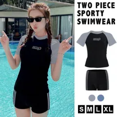 スポーツ水着 ツーピース レディース スイムウェア 体型カバー フィットネス 半袖 ビーチ プール おしゃれ 可愛い M250321-2