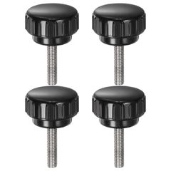 新品 uxcell 4個 ローレットノブ クランプノブ M5 x 20mmメトリック304ステンレススチールメススレッドサムスクリューオンタイプ25mmプラスチックラウンドヘッドスレッドハンドボルトスタッドノブ黒