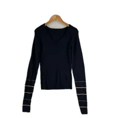 loungedress ラウンジドレス レディース 長袖ニット コットン ブラック F【中古】