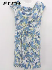 ◇ JUSGLITTY レープ 総柄 ノースリーブ ミニ ワンピース サイズ2 ホワイト ブルー マルチ レディース ▽ 【1002802019289】