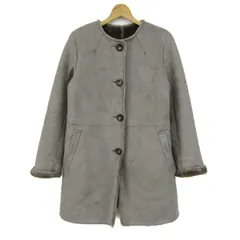 レイビームス ノーカラーコート ムートンコート アウター レディース Oサイズ ベージュ Ray Beams 【中古】