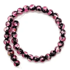 Sea drop 光る ホタルガラス ピンク 6mm 半連 35玉 約20cmビーズ 蓄光 とんぼ玉 [032htt-06-6]