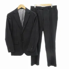 ブラックレーベルクレストブリッジ BLACK LABEL CRESTBRIDGE スーツ セットアップ シングル テーラードジャケット テーパードパンツ シャドーチェック ウール 90-74-165 36R S 黒 ブラック /VU● 0103 