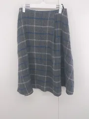 ◇ URBAN RESEARCH チェック ウール混 膝下丈 フレア スカート サイズ38 グレー ブルー ホワイト系 レディース P  【1307040004555】
