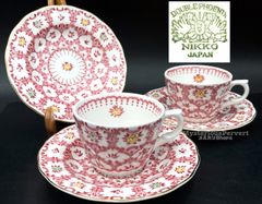 MZ600) NIKKO Double Phoenix 薔薇とダマスク カップ＆ソーサー 2組 ソーサー1枚 セット 現状品