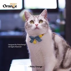 Picky Orange 絹の弓 猫首輪 可愛い 調整可能 セーフティバックル付