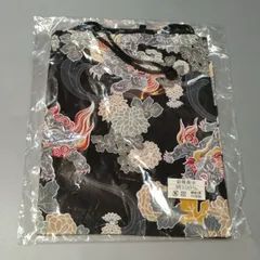 【新品 ３】　信玄袋　巾着　マチ無し　和柄　唐獅子牡丹柄　黒地※お色味は大変難しい為現物優先でお願い致します。