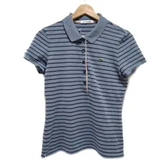 Lacoste(ラコステ) 半袖ポロシャツ サイズ38 M レディース美品  - ブルーグレー×ダークネイビー ボーダー