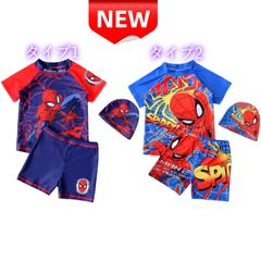 ✨新品✨スパイダーマン 子供水着 上下セット 水着 キッズ 男の子 ベビー 水泳 海 プール ラッシュガード 速乾 UVカット 帽子セット 夏休み 海水浴 サーフィン 水遊び キャラクター おしゃれ 可愛い 100cm 110cm 120cm 130cm