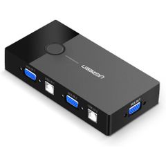 UGREEN VGA KVM スイッチ VGA切替器 2USB 2.0 ボート 2入力1出力 （A オスto B オス）ケーブル付き1組のUSBキーボード マウスを2台のパソコンで共有できる切替器 1080P