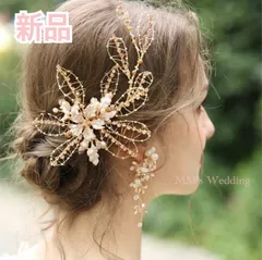ヘアアクセサリー ピンクゴールド 結婚式 ボンネ ヘッドドレス フラワー 披露宴