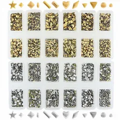 スタッズ ネイル レジン パーツ ゴールド シルバー 12種類 12マスケース2個/セット【 UVレジン レジンクラフト レジン封入 封入 素材 材料 アクセサリー 封入パーツ レジンパーツ レジン材料 レジン素材 】