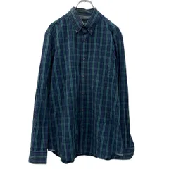 BANANA REPUBLIC 長袖 チェックシャツ L グリーン マルチカラー バナナリパブリック ボタンダウン 胸ポケット ボタン 春物 a710-5803
