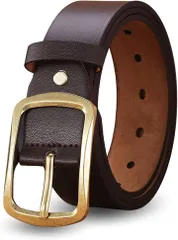 MO FACTORY メンズベルト 大きいサイズ 調整可能 120cm ビジネス M～XXL スーツ カジュアル 作業用 カジュアルベルト(ゴールドバックル/茶色ベルト)