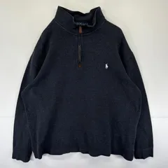 古着 ポロ・ラルフローレン POLO RALPH LAUREN スウェット ハーフジップ トレーナー ワンポイントロゴ刺繍 ニット XLT  グレー メンズ