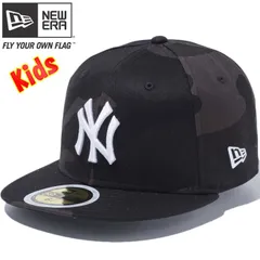 ニューエラ 5950キッズキャップ ホワイトロゴ ニューヨーク ヤンキース ウッドランドカモブラック スノーホワイト