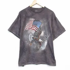 XL/古着 THE MOUNTAIN 半袖 Tシャツ メンズ 鳥 コットン クルーネック こげ茶 ブラウン タイダイ 25aug20 中古
