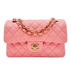 シャネル(CHANEL)  Wフラップ チェーンショルダー  ピンク キャビアスキン ゴールド金具 A01112 プレート 中古 レディース ショルダーバッグ