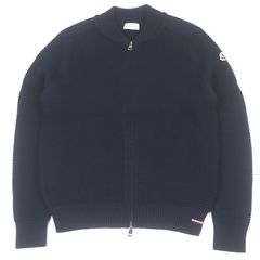 美品□MONCLER モンクレール MAGLIONE TRICOT CARDIGAN ウール ワッフルニット ブルゾンジャケット ネイビー S ブルガリア製 正規品 メンズ