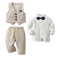 新品 [SLINX] ベビー 男の子 フォーマル 子供 4点セット スーツ 紳士服 長袖シャツ イギリス風 洋装フォーマル キッズ やわらかい 綿 チエック柄 お誕生日 卒園式 初節句 お出かけ BXZ01