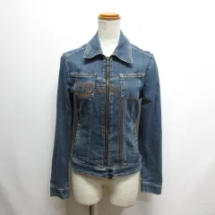 ディー&ジー ドルガバ ドルチェ&ガッバーナ D&G ジップアップ デニム ジャケット ヴィンテージ加工 S インディゴ ストレッチ Gジャン ジージャン ロゴ刺繍 ☆AA★
