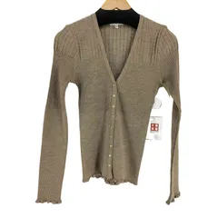 ポールカ PAULE KA MADE IN ITALY シルクリブ切替 メリノウール タイトカーディガン レディース import：M のサムネイル